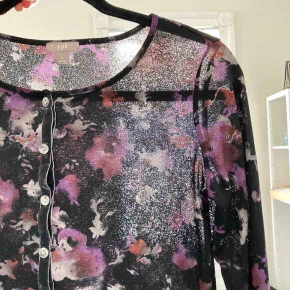 Whimsygoth J. Jill Black and Purple Floral Cardigan - Picture 6 of 7